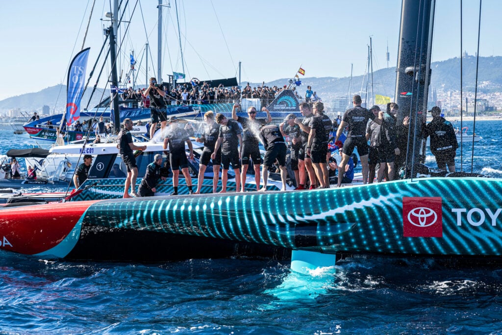 
October 19, 2024. Louis Vuitton 37th America's Cup, Race Day 6, Race 9. EMIRATES TEAM NEW ZEALAND, Winners of the America's Cup.
